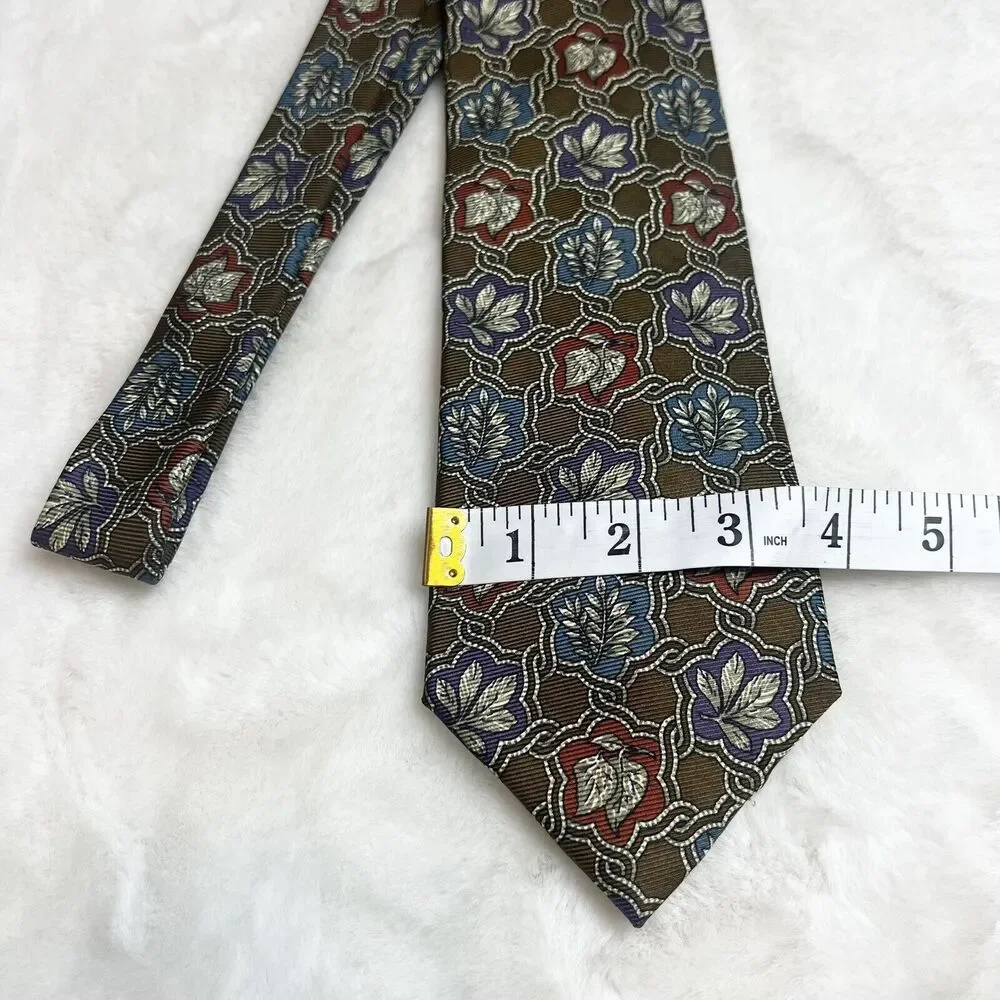 Valentino Vintage Silk Tie Green Red Blue Floral Hand Made In Italy